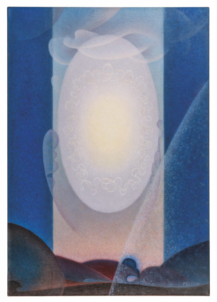 Agnes Pelton, Light Center (1947–48). Photo by Jairo Ramirez, courtesy of the collection of Lynda and Stewart Resnick.