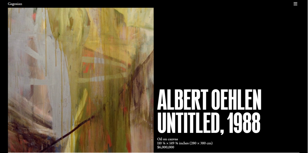 Screen capture of Gagosian's third online viewing room, devoted entirely to a single Albert Oehlen painting.