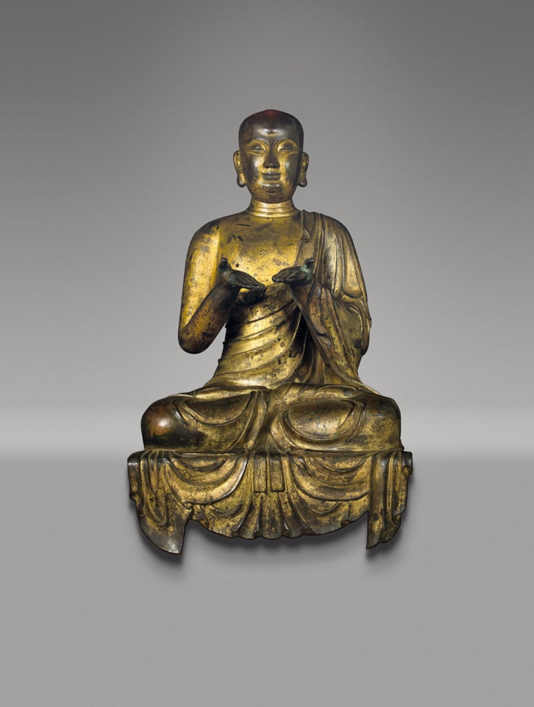 Gilt bronze seated Luohan, China Ming dynasty (first half of the 15th century), from the collection of the Tsz Shan Monastery's Buddhist Art Museum. Photo courtesy of CK Hutchison Holdings Limited.