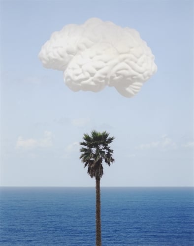 John Baldessari, <i>Brain/Cloud (With Seascape and Palm Tree)</i> (2009). Courtesy of artnet Auctions.
