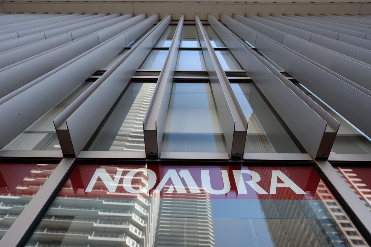 The Nomura Holdings Inc. logo. Photo by Akio Kon/Bloomberg/Getty Images.