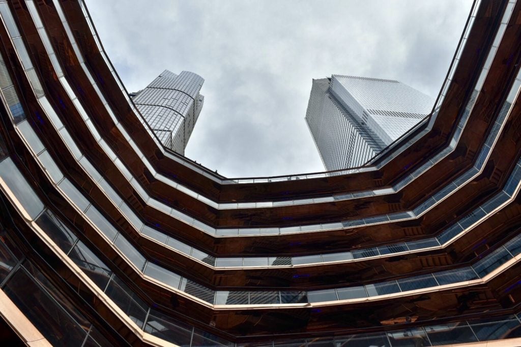 View of the Hudson Yards towers from inside 'Vessel.' Image courtesy Ben Davis.