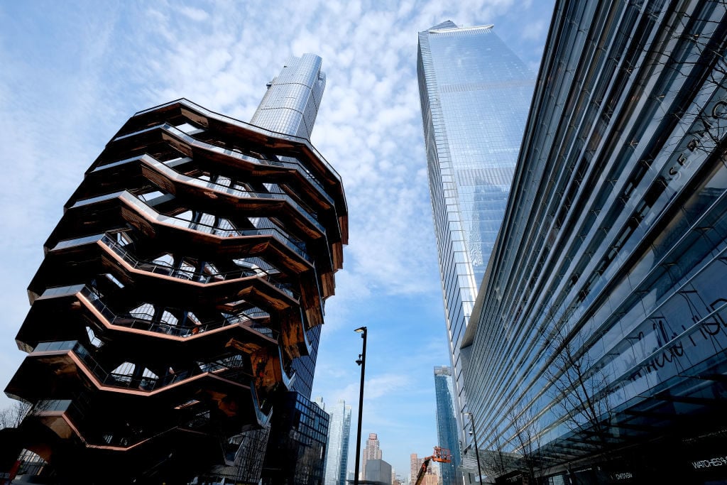 An outside view of the Vessel at The Shops & Restaurants at Hudson Yards on March 14, 2019 in New York City. Photo by Dimitrios Kambouris/Getty Images for Related.