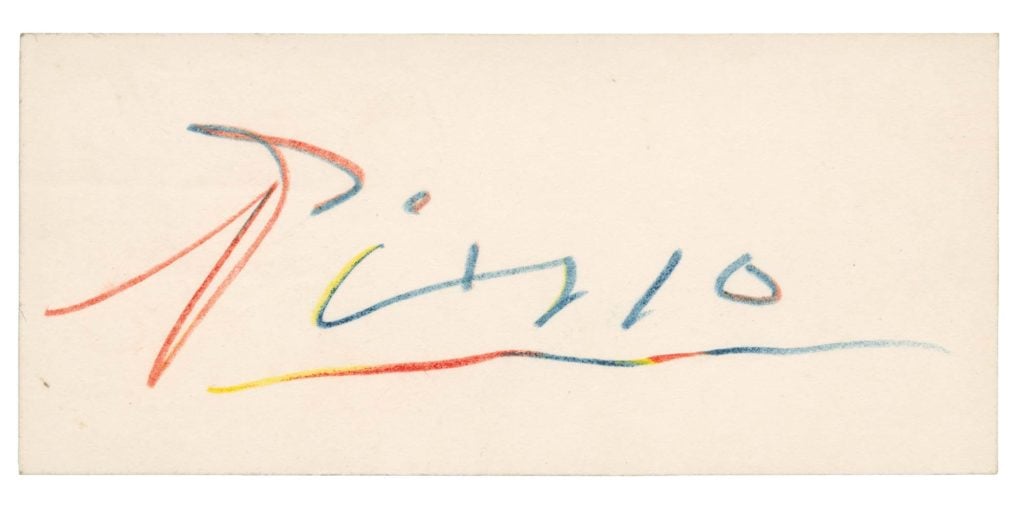 Pablo Picasso, drawing, Paris 1951. Courtesy of Schulson Autographs.