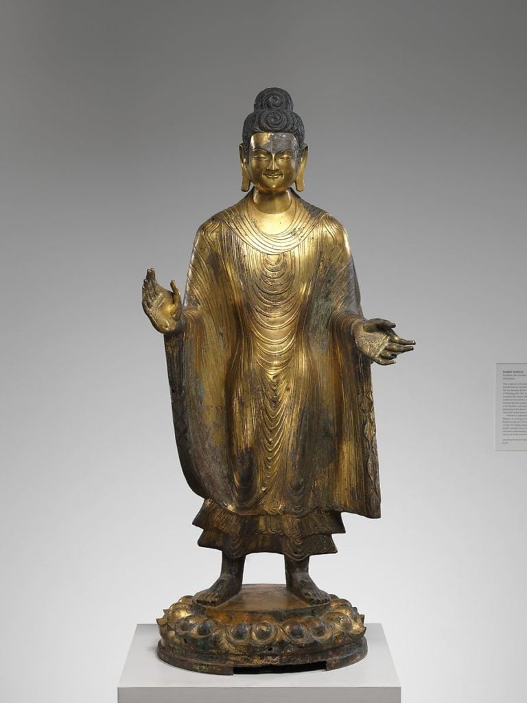 Buddha Maitreya. gilt bronze, dated 486. Metropolitan Museum of Art, New York.