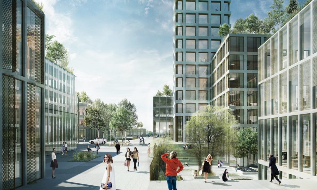 A rendering of Bestseller's Tower and Village project in Brande, Denmark, which is set to become the tallest building in Europe. Image courtesy of Dorte Mandrup/Bestseller. 