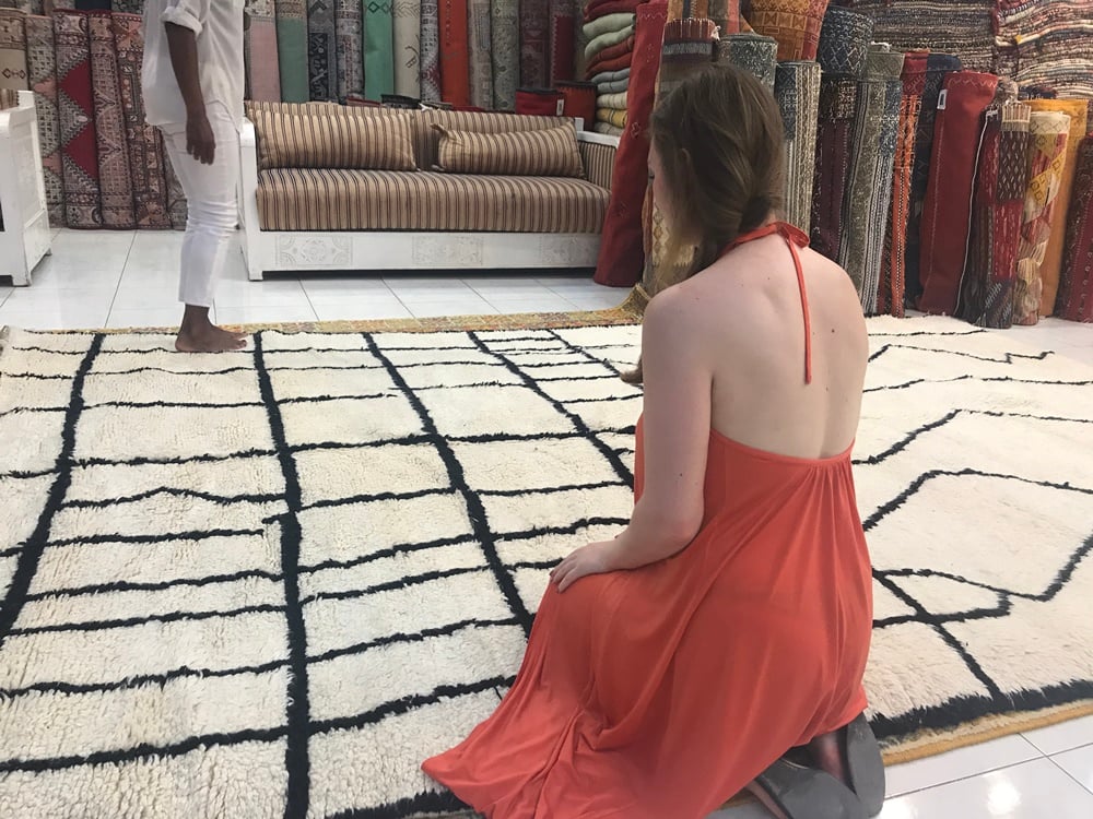 Anna Sorokin Delvey shopping for rugs in the Medina, Mororocco. Pictures of the trip were entered as evidence in the ongoing trial in New York State Supreme Court.