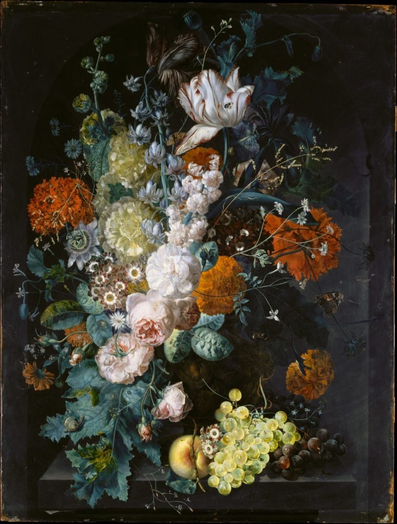 Margareta Haverman, <em>A Vase of Flowers</em> (detail), 1716. Courtesy of the Metropolitan Museum of Art, New York. 
