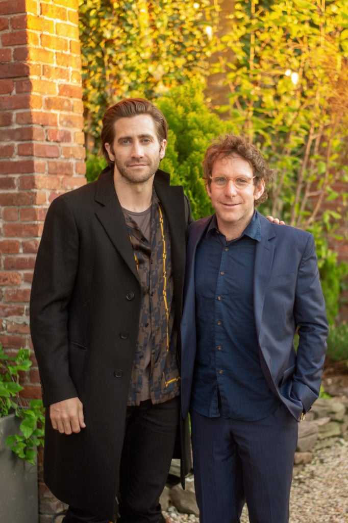 Jake Gyllenhaal and Dustin Yellin at the Pioneer Works Village Fete. Photo courtesy of BFA.