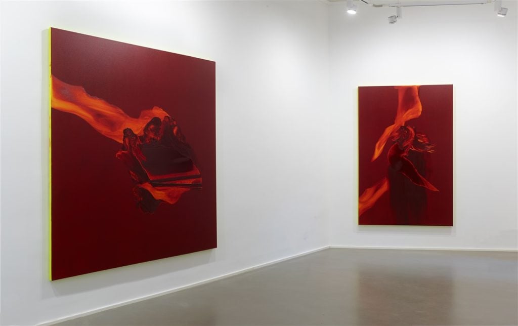Installation view "Crimson," 2019. Courtesy Galerie Christian Lethert. 