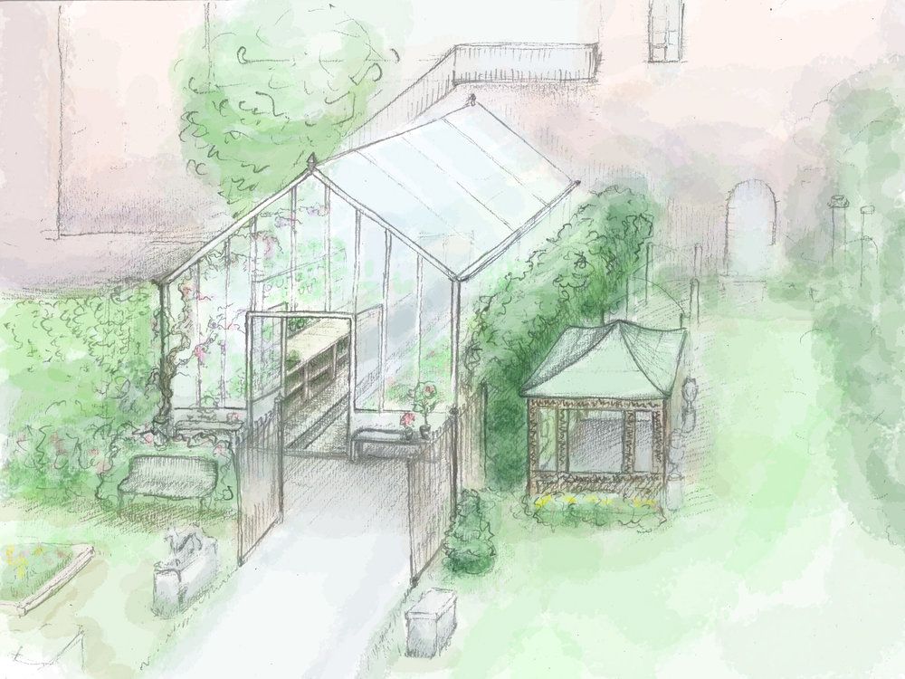 Sketch of Elizabeth Street Garden’s plans for a greenhouse. Image courtesy of Ella Barnes/ESG.