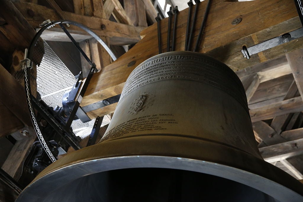Notre Dame de Paris Cathedral bell. Photo by Godong/UIG via Getty Images.