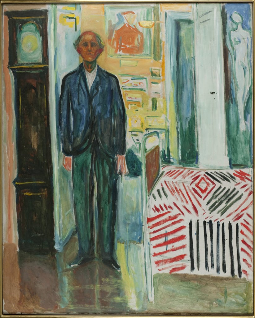 Edvard Munch, <i>Self-Portrait, Between the Clock and the Bed</i> (1940–42) Photo: Fine Art Images/Heritage Images/Getty Images.