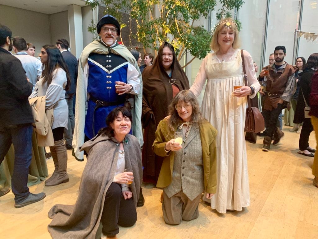 Craig Stanfeld, Robin, Sandra Unger, Sharon Stanfeld, and Joanne Shaver at the Morgan Museum & Library's Long-expected Party celebrating the “Tolkien: Maker of Middle-earth” exhibition. Photo by Sarah Cascone.