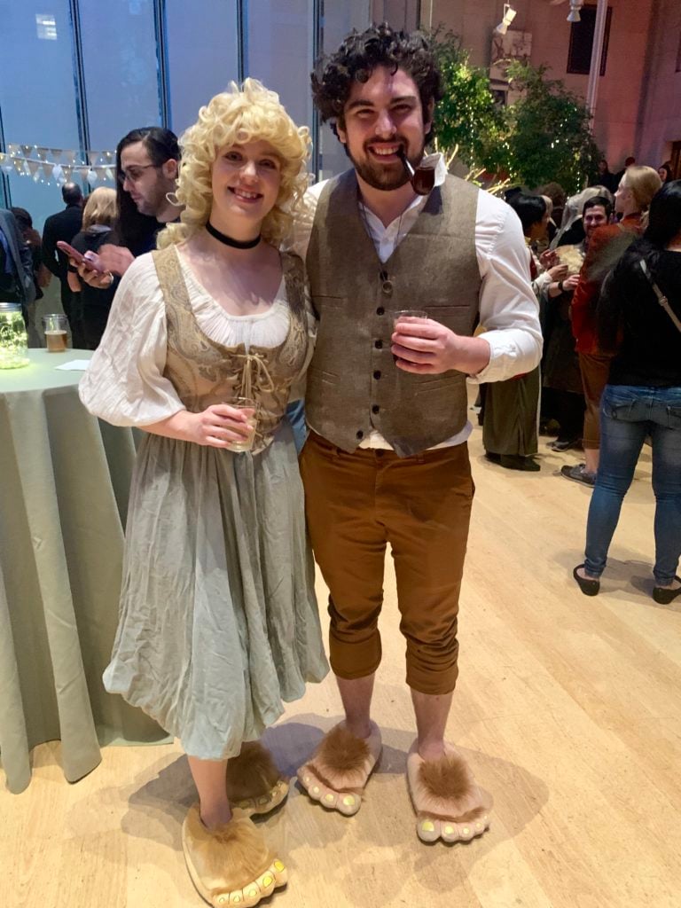 Ward Archibald and Sarah McCully at the Morgan Museum & Library's Long-expected Party celebrating the “Tolkien: Maker of Middle-earth” exhibition. Photo by Sarah Cascone.