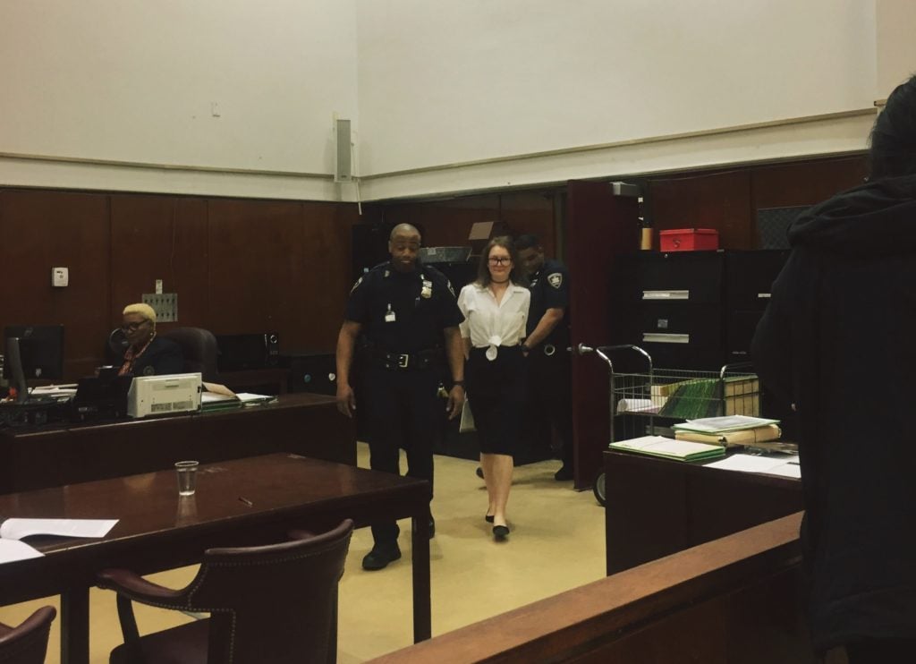 Anna Delvey in the New York courthouse, Friday April 5. Photo: Courtesy Eileen Kinsella.