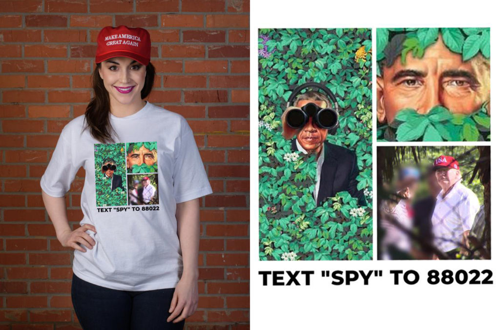 The "I Spy Trump Tee" on sale to raise funds for the reelection of Donald Trump.. Courtesy of the Trump Make America Great Again Committee.