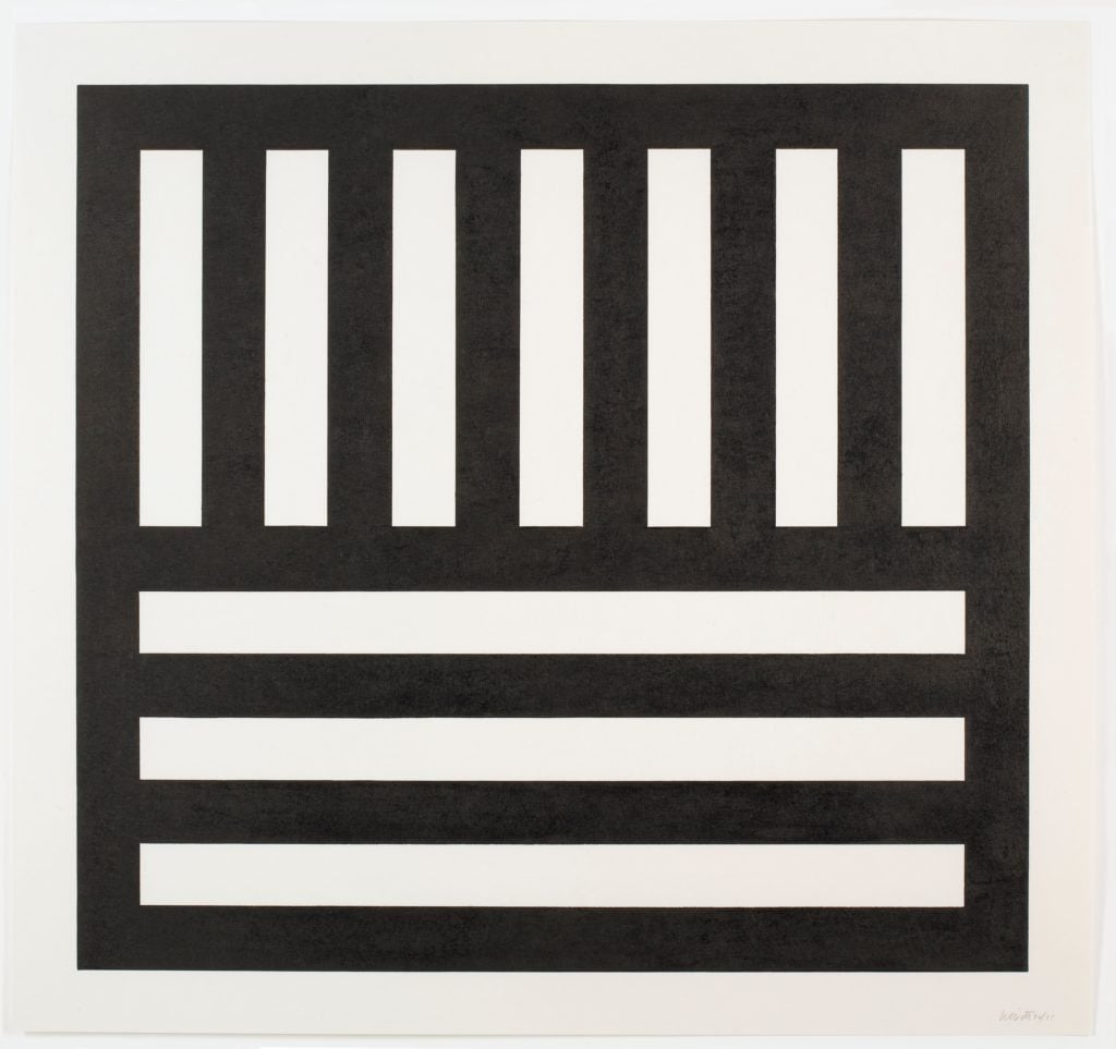 Sol LeWitt, <i>Black Bands in Two Directions, 1990</i> (1990). © 2019 The LeWitt Estate / Artists Rights Society (ARS), New York. Courtesy Paula Cooper Gallery, New York, and Hiram Butler. 