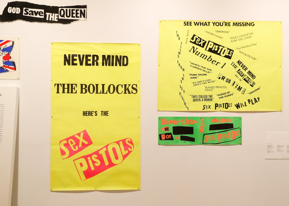 Posters promoting Sex Pistols albums in the show "Too Fast to Live, Too Young to Die: Punk Graphics," at the Museum of Arts and Design (MAD). Photo by Neil Rasmus/BFA.com