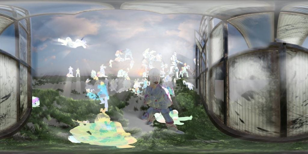 O MÃ¡scara de Homem de Rachel Rossin (2017) serÃ¡ incluÃ­do na primeira exposiÃ§Ã£o de arte de realidade virtual que serÃ¡ realizada na Frieze New York. Direitos autorais do artista.