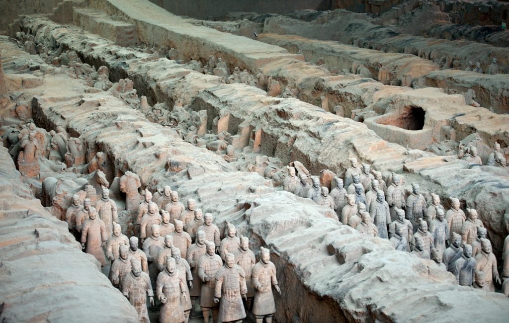 A view of the Terracotta Army in the mausoleum of Qin Shi Huang, the first emperor of China. Photo: Kevin McGill.