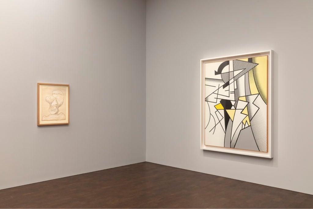 "Visions of Self: Rembrandt and Now," Installation view, 2019. From left to right: © Succession Picasso/DACS, London 2019, © Estate of Roy Lichtenstein/DACS 2019. Photo: Lucy Dawkins Courtesy Gagosian