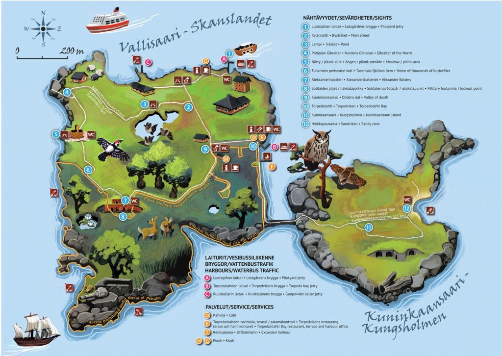 Official Finnish tourism map of Vallisaari.