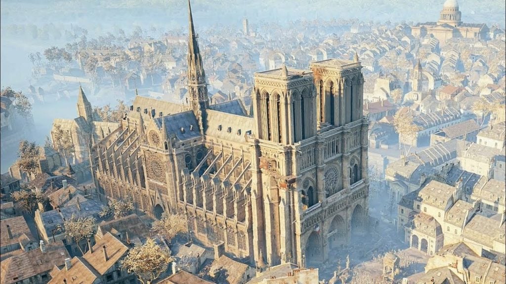 Notre Dame Cathedral, as seen in the videogame Assassin's Creed Unity. Image courtesy Ubisoft.