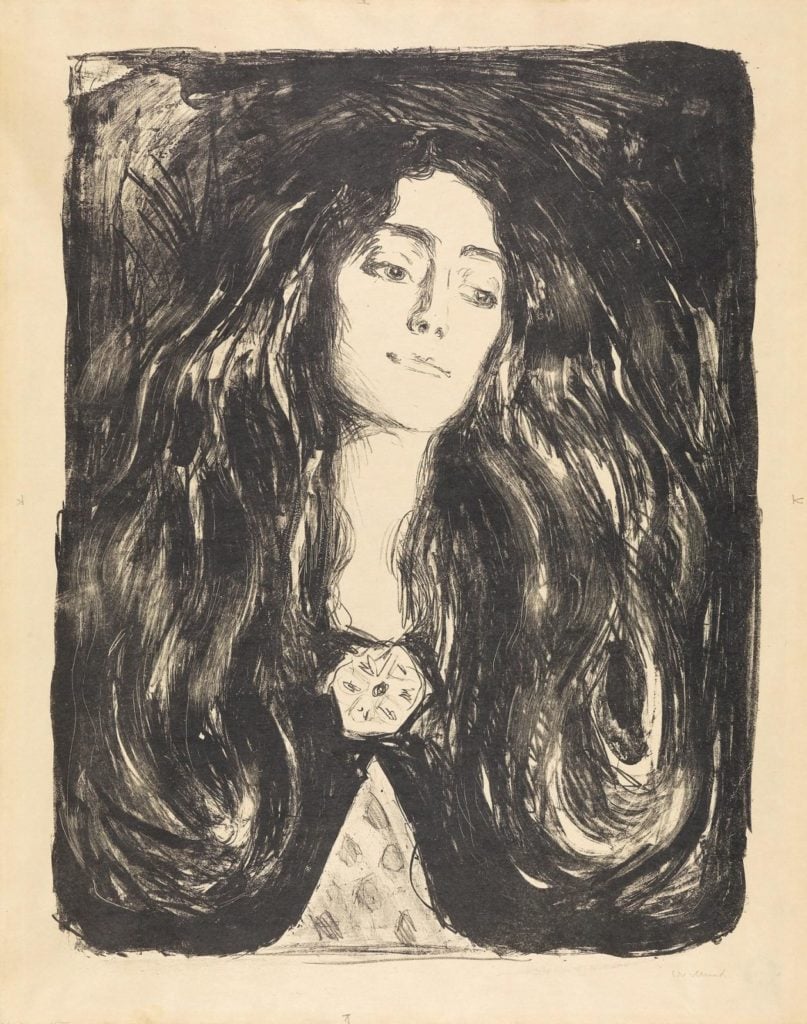 Edvard Munch,<em>The Brooch. Eva Mudocci</em> (1903). Photo courtesy of Nasjonalmuseet/Dag A. Ivarsøy.