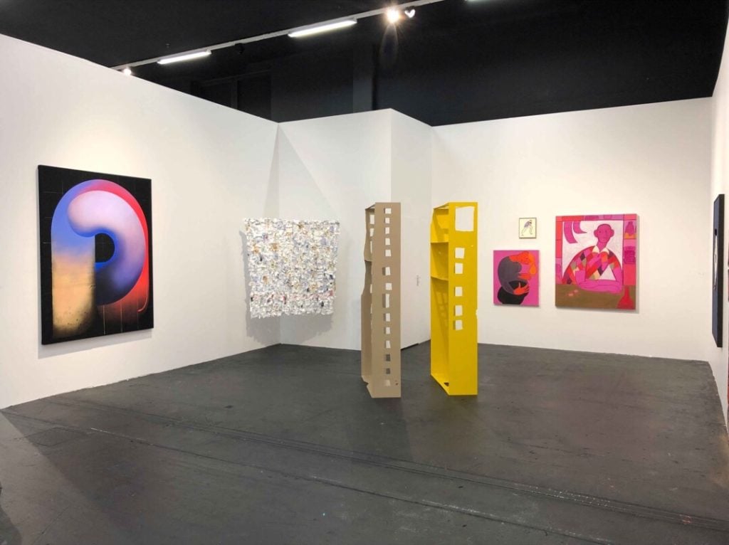 A collaborative booth between galleries Tanja Wagner and Soy Capitán at Art Cologne 2019.