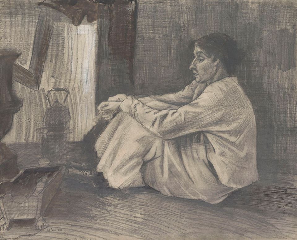 A depiction by Vincent van Gogh of of Sien Hoornik, the artist's only live-in girlfriend, from 1882. Courtesy of Kröller-Müller Museum, Otterlo.