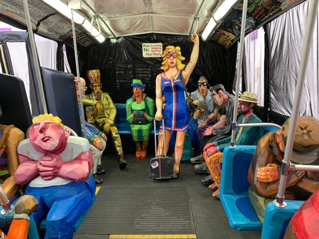 Red Grooms, <em>The Bus</eM> (1995) at Frieze New York from Marlborough gallery, for sale for $550,000. Photo by Sarah Cascone.