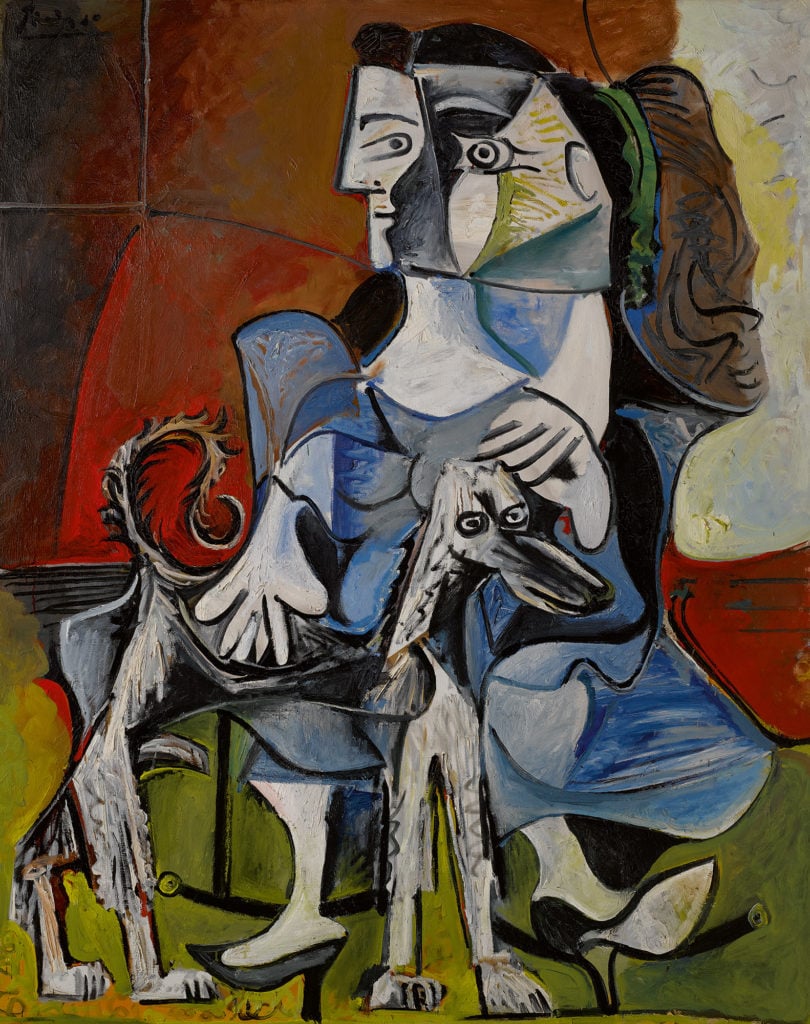 Pablo Picasso, Femme au chien (1962). Courtesy of Sotheby's.