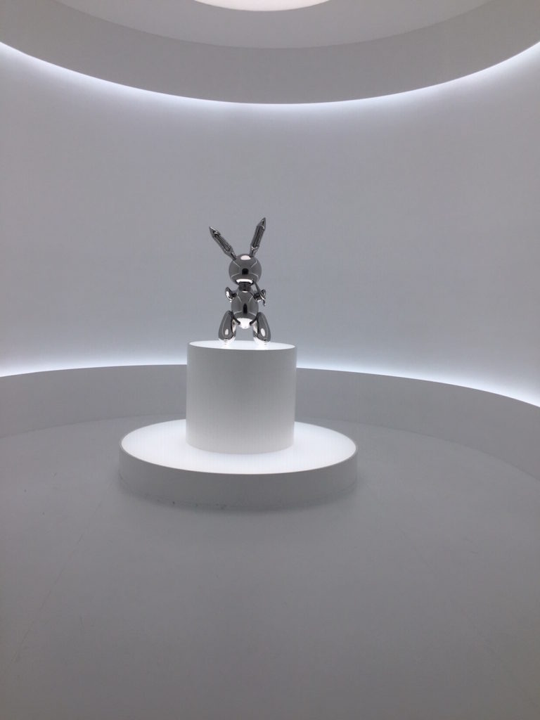 Jeff Koons, <i>Rabbit</i> (1986) in a custom built display space at Christie's. Photo by Eileen Kinsella