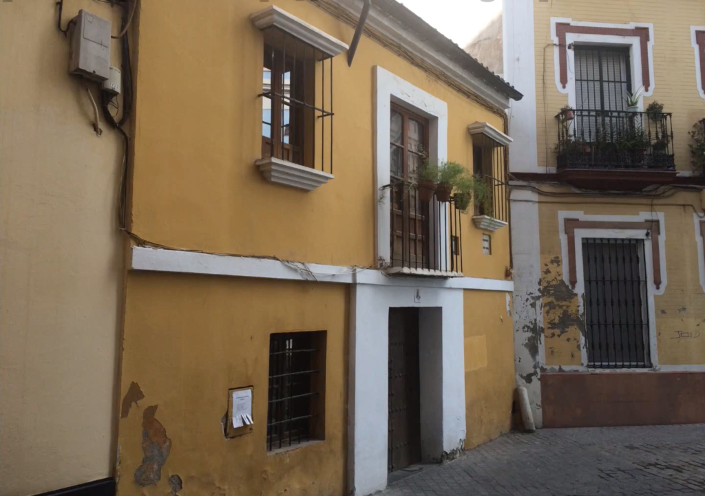 The facade of Diego Velázquez's former home in Seville, Spain. From a video produced by Friends of the Casa Natal de Velázquez.