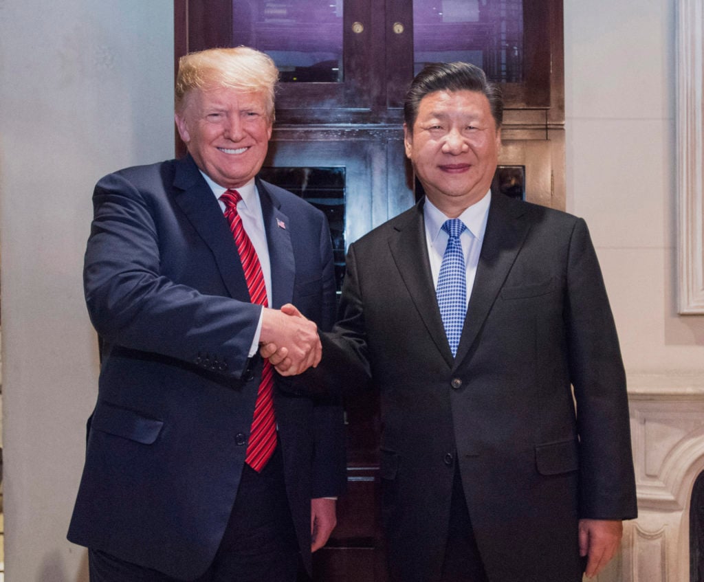 Chinese President Xi Jinping R meets with his U.S. counterpart Donald Trump in Buenos Aires, Argentina, Dec. 1, 2018. Photo: Xinhua/Li Xueren via Getty Images.