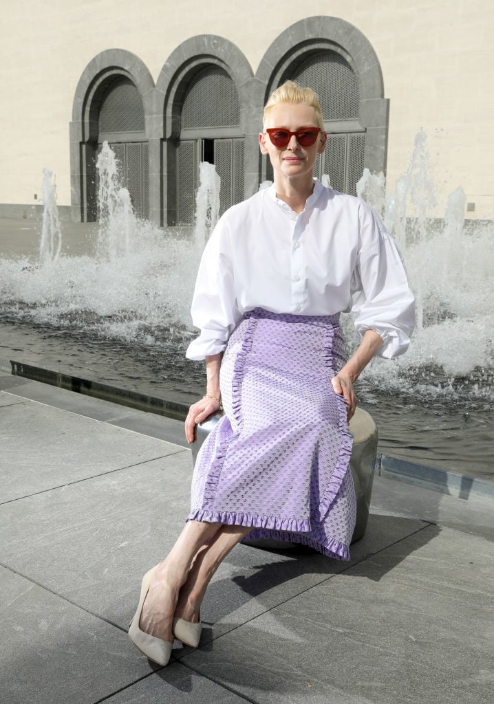 The actress and artist Tilda Swinton at the Museum of Islamic Art in Doha, Qatar. (Photo by Tim P. Whitby/Getty Images for Doha Film Institute)