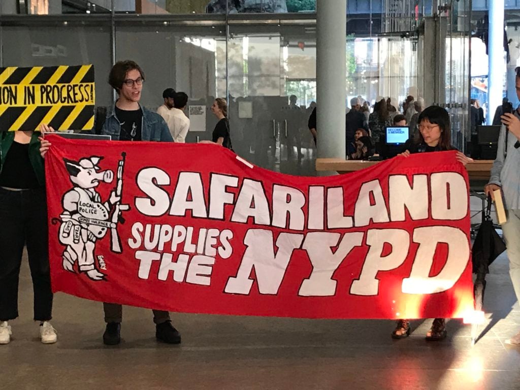 Protesters at the Whitney Museum. Photo: Brian Boucher.