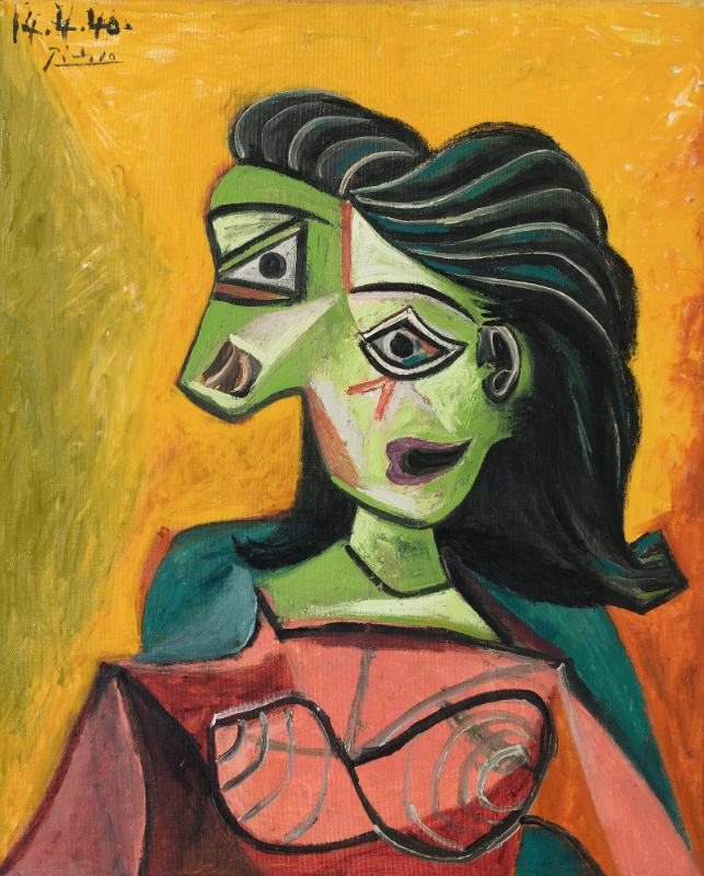 Pablo Picasso, <i>Buste de femme (Dora Maar)</i> (1940). © 2019 Estate of Pablo Picasso/Artist Rights Society (ARS), New York. Photo: Erich Koyama. Courtesy of Gagosian.
