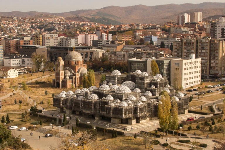The National Library of Kosovo in Pristina. Courtesy of Manifesta. Photo: Ferdi Limani.