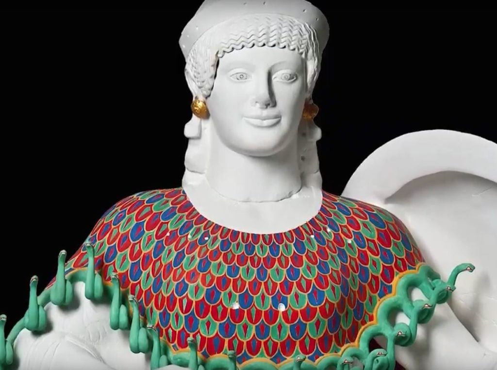 An example of how brightly colored classical statues may have looked. Courtesy of "Coloring the Past," Vinzenz Brinkmann and Ulrike Koch-Brinkmann.