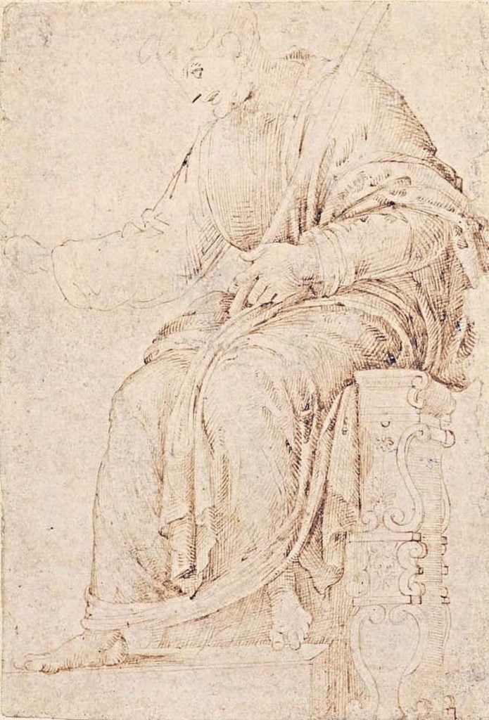 Michelangelo's Seated Man (ca. 1487). Image courtesy of Museum of Fine Arts, Budapest.