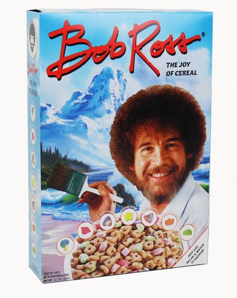 A Box of "Bob Ross: The Joy Of Cereal." Courtesy of FYE.
