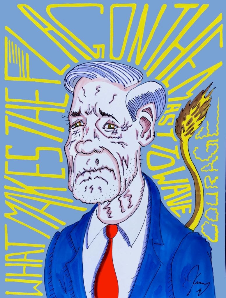 Jim Carrey shared this drawing of Robert Mueller on Twitter, encouraging the special counsel to testify publicly about his two-year investigation into Russian interference in the 2016 presidential election. Courtesy of Jim Carrey.