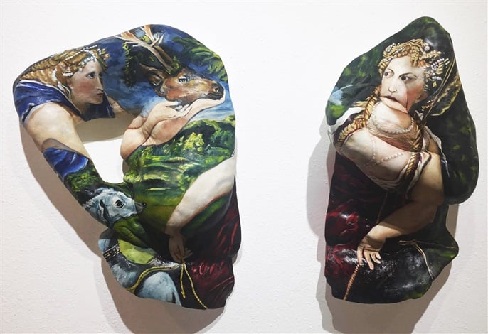 Laura Spector, The Huntress Diana with Two Nymphs, after Paris Bordone, (2018). Courtesy of Zhou B Art Center. 