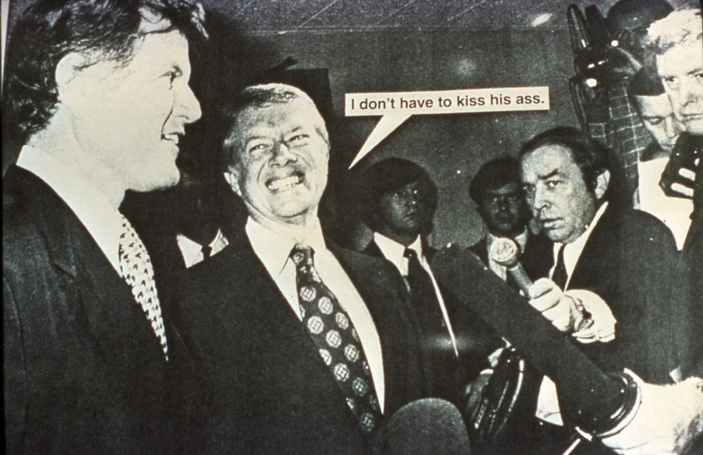 Lutz Bacher, <em>Carter/Kennedy (Kiss Ass</em>, 1987. Photo courtesy of the artist.