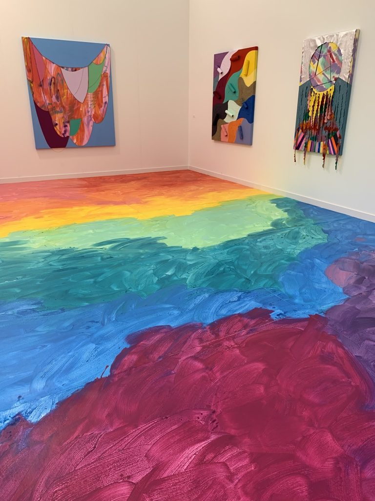 Work by Sarah Cain from Galerie Lelong at Frieze New York 2019. Photo by Sarah Cascone.