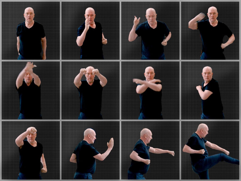Street Fightin’ Man: Sean Scully as Muybridge study in motion. Collage courtesy of Kenny Schachter