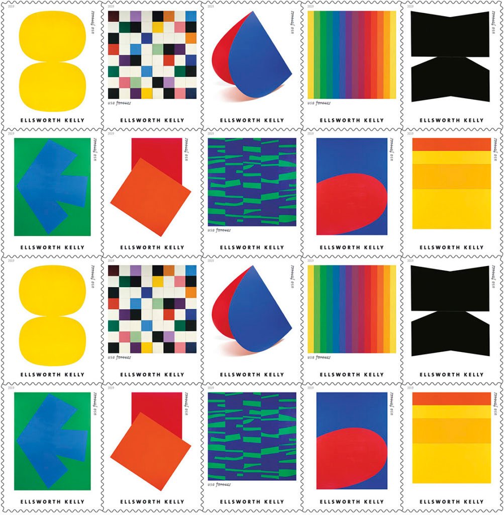 Ellsworth Kelly's new Forever Stamps. Courtesy of the USPS.