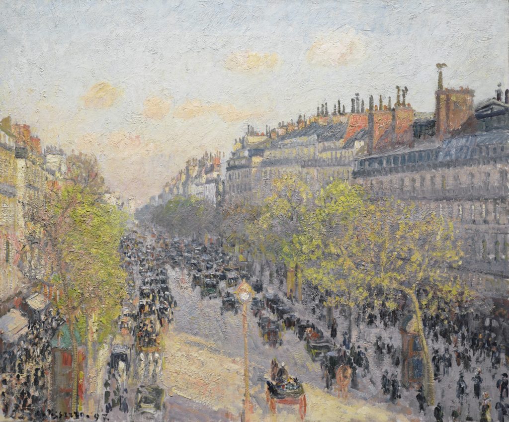 Camille Pissarro, Le boulevard Montmartre, fin de journée (1897). Image courtesy of Sotheby's.